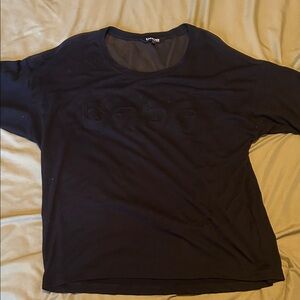 Bebe Black Embossed Logo Tee